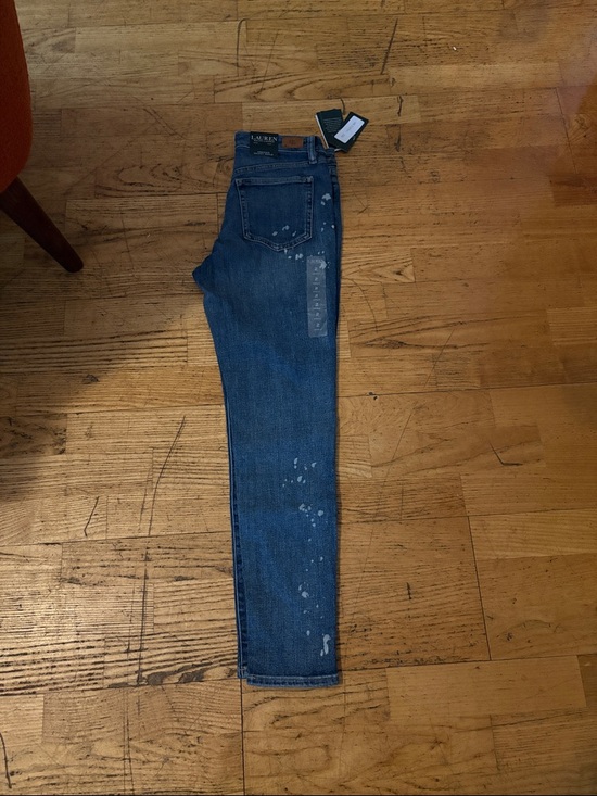 Ralph Lauren woman’s  Skinny Paint-Splatter Dark Blue Jeans - Picture 4 of 15